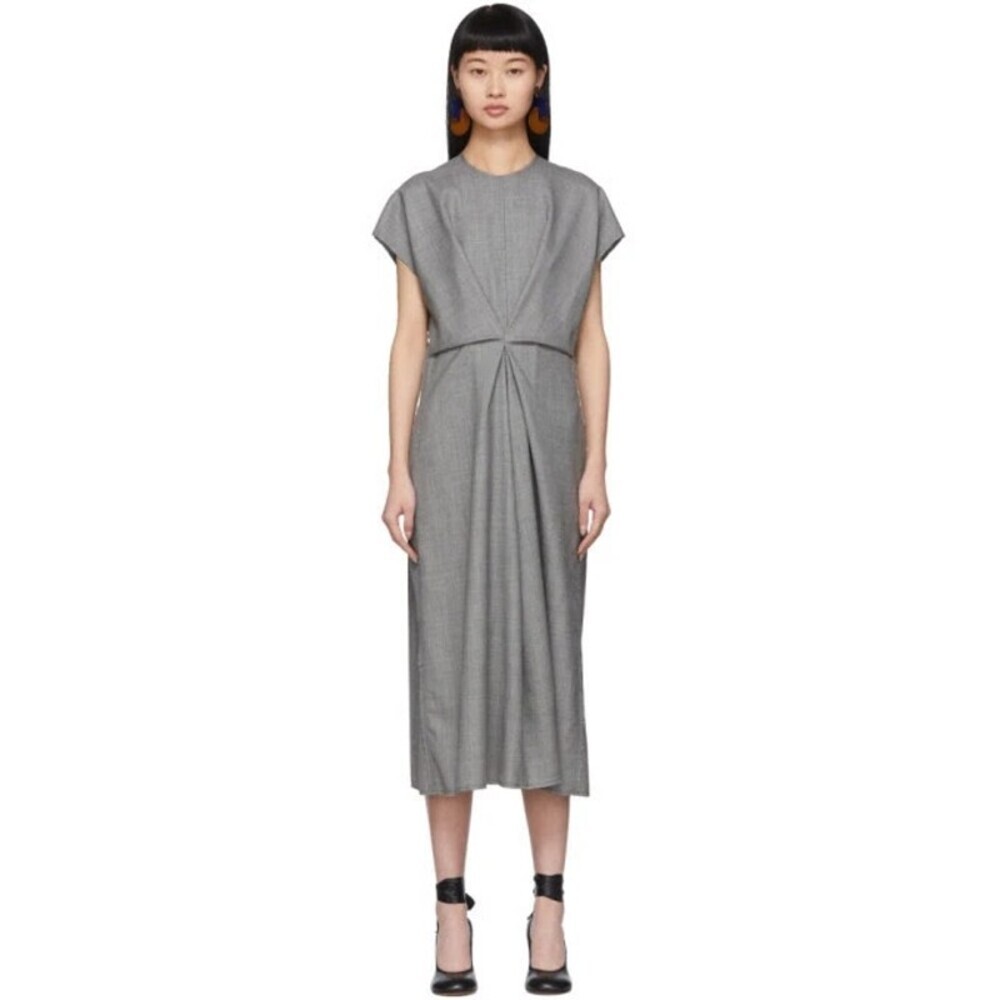 Loewe Draped Dress Size 32 XXS 00 Gray Wool $1850